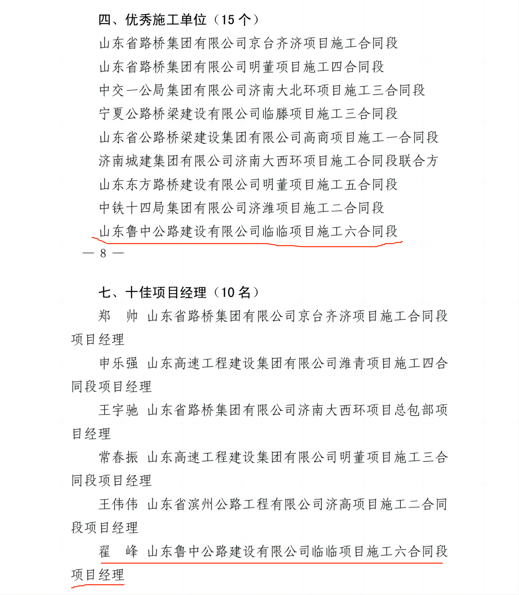 山東高速集團(tuán)關(guān)于對(duì) 2022 年度勞動(dòng)競(jìng)賽暨工程建設(shè)優(yōu)秀單位、個(gè)人表彰