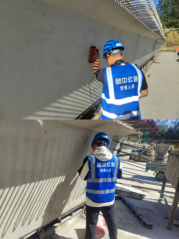 試驗(yàn)檢測(cè)人員檢測(cè)成品梁6K-V6a_副本 試驗(yàn)檢測(cè)人員檢測(cè)成品梁6K-V6a_副本