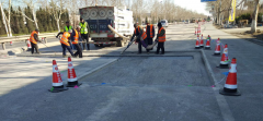 S294張博路中修工程路面施工緊張進(jìn)行中