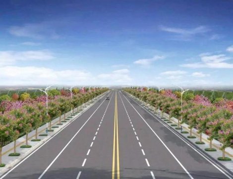 山東正在建設(shè)的一條高速公路，全線長292.5公里，分兩部分建設(shè)